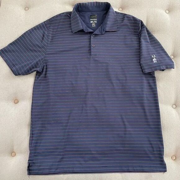 Greg Norman Performance Fabric Stripe Golf Polo Shirt Blue XXL - Picture 1 of 6